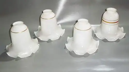 4 DDR Lampenschirm Weiss Goldrand Vintage Ersatzschirme !