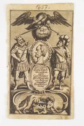 Kupferstich 1657 Remus und Romulus Tactius Carl Melchior Grotnizen