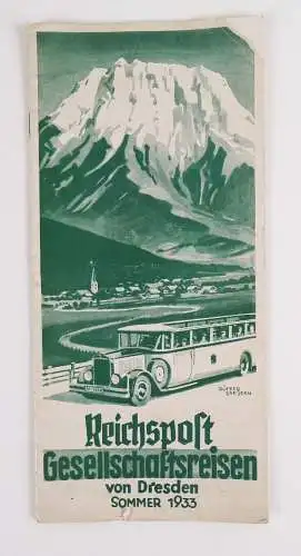 Prospekt Reichspost Gesellschaftsreisen von Dresden Sommer 1933 Omnibus Busreise