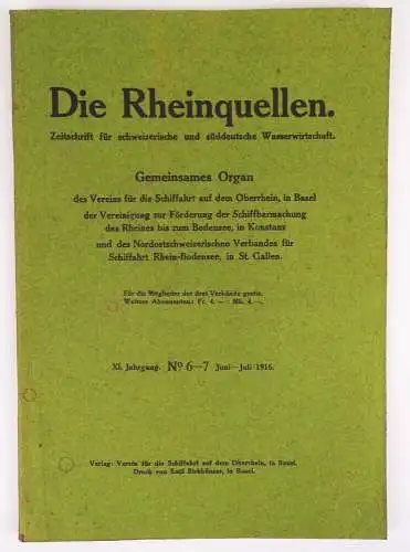 Die Rheinquellen Zeitschrift für schweizerische u süddeutsche Wasserwirtschaft