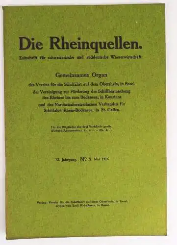 Die Rheinquellen No 5 Zeitschrift 1916 Schifffahrt Rhein Bodensee Wasserwirtscha