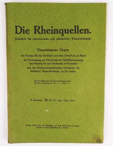 Die Rheinquellen  No 8 9 August September 1916 Wasserwirtschaft 