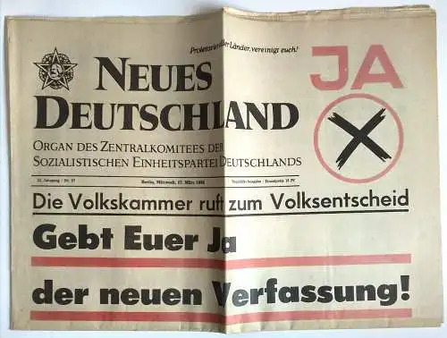 Zeitung Neues Deutschland 1968 Berlin Gebt euer Ja der neuen Verfassung