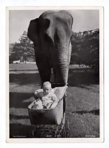 Fotodruck Autogrammkarte Paramount Baby Le Roy mit Elefant Ross Verlag
