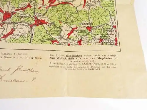 Alte Landkarte Zwickau Umgebung Spezial Wegekarte Paul Wiebach Halle Saale 1900