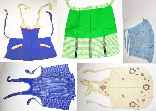 Vintage Baumwoll Schürze DDR BRD Bunt Vorbindeschürze