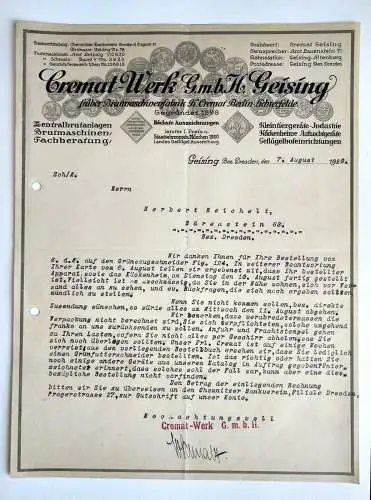 Gremat Werk Geising Brutmaschinenfabrik Berlin Lichterfelde Dokument 1920