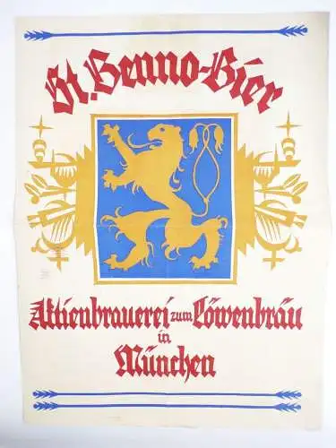 Werbe Prospekt St Benno Bier Aktien Brauerei zum Löwenbräu München 1925
