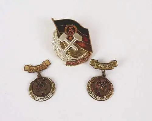 Abzeichen SGAG Wismut Bergbau 3 Stück DDR Auszeichnung