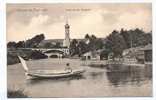 Ak Gmund am Tegernsee Partie an der Mangfall 1916