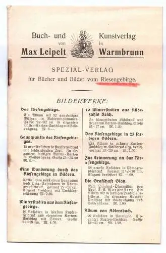 Katalog Max Leipelt Warmbrunn Schlesien Buch und Kunstverlag Bücher um 1910
