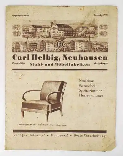Alter Katalog Carl Helbig Neuhausen Stuhl Möbelfabrik 1931 