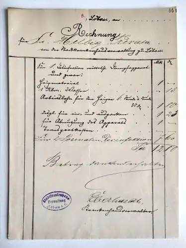 Alte Rechnung handgeschrieben Löbau Stempel Verwaltung