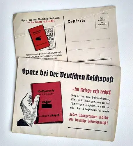 Alte Postkarte mit Umschlag 1939 Deutsche Reichspost im Kriege erst recht 1939