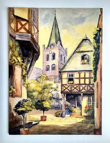 Alter Reiseprospekt Der malerische Templer Bacharach am Rhein 1938