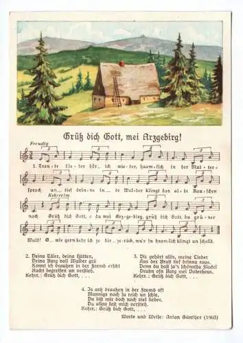 Lieder Ak Grüß dich Gott mei Arzgebirg Anton Günther