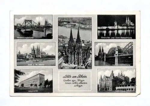 Ak Köln am Rhein Hindenburgbrücke Universität 1939
