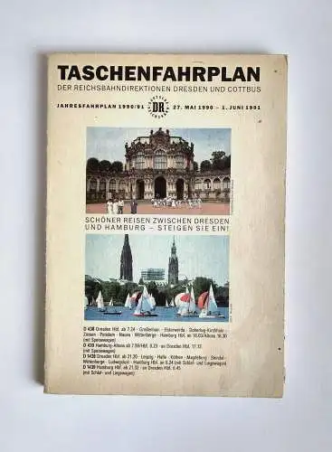 Taschenfahrplan 1990/91 Reichsbahndirektion Dresden bis Hamburg Jahresfahrplan