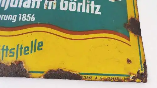Altes Emailschild Rothenburger Lebensversicherung Görlitz um 1930 