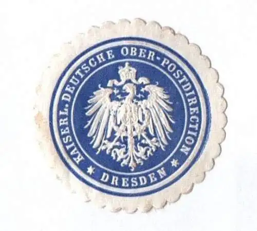 Siegelmarke Kaiserlich Deutsche Postdirection Dresden blau Adler Vignette