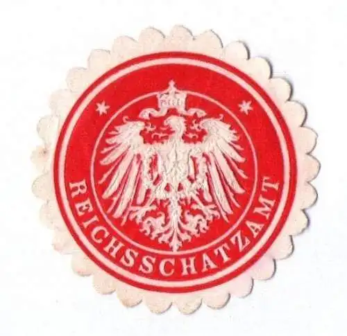 Siegelmarke Reichsschatzamt Adler rot rund Vignette