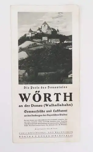 Altes Reise Prospekt Wörth an der Donau Walhallabahn um 1930