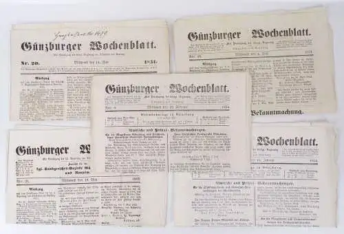 Günzburg er Wochenblatt 1853 1853 Antik Bayern Zeitung