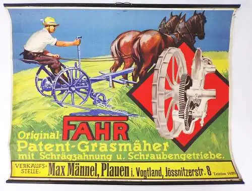 Altes Plakat Fahr Grasmäher Landtechnik Männel Plauen Landwirtschaft 1930 er 