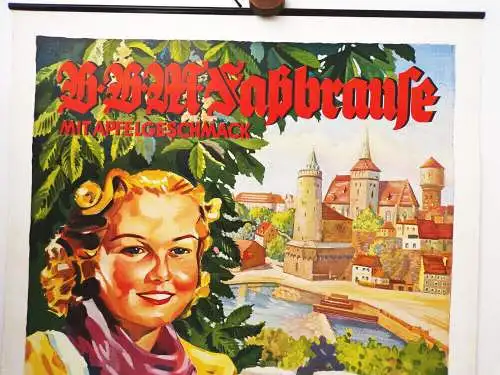 Altes Plakat Fassbrause mit Apfelgeschmack Bautzen Brauerei 1930 er 