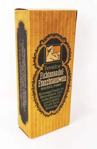 Alter Karton Fichtennadel Franzbranntwein um 1910 Marke Pino Werbung Deko 