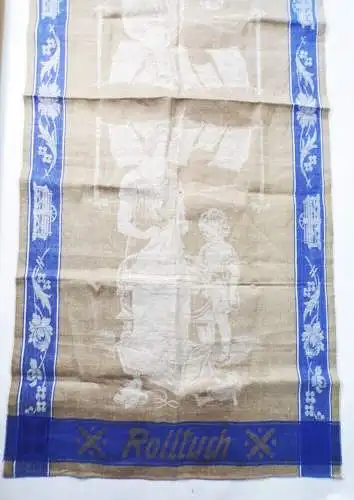 Altes Rolltuch Leinen Blau Wäschefrau 79 x 185 cm Vintage 