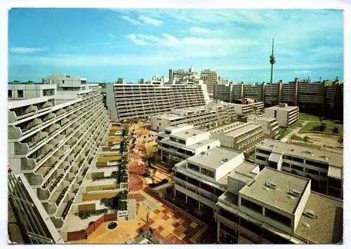 Foto Ak München 1972 Olympisches Dorf mit Olympiaturm Olympiapark
