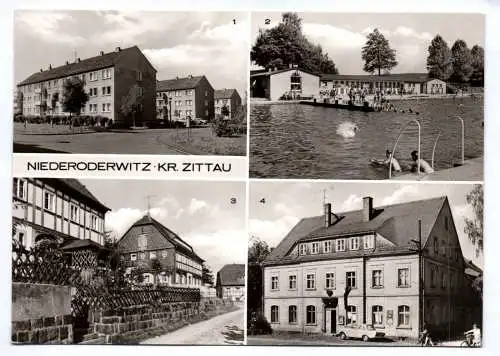 Ak Niederoderwitz Kreis Zittau 1977 AWG Siedlung Volksbad Umgebindehäuser