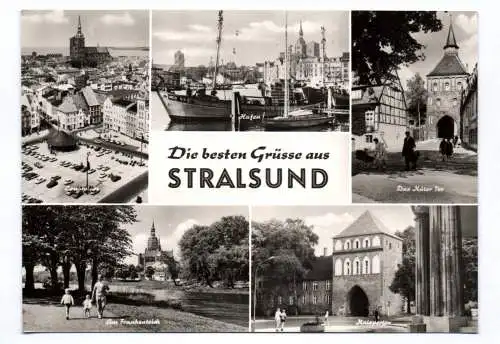 Ak Die besten Grüsse aus Stralsund Am Frankenteich Leninplatz 1974