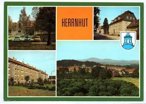 Ak Herrnhut Kreis Löbau Glockenstuhl und Kirchensaal 1987