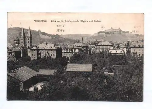 Ak Würzburg Blick zur St. Adalberokirche Käppele und Festung 1921