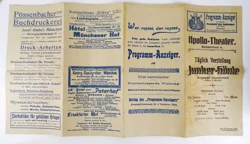 Programm Anzeiger Apollo Theater Junker Hönle um 1910 München