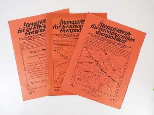 Zeitschrift Monatsschrift für die ostbayerischen Grenzmarken 1922 alt 3 Stück