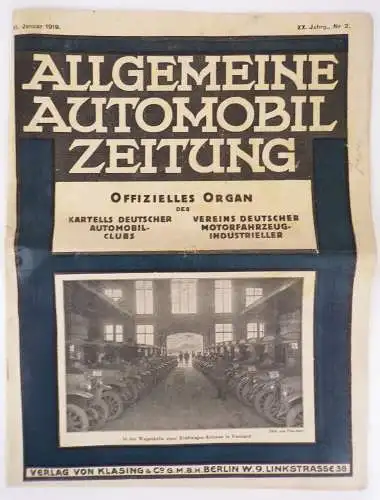 Allgemeine Automobil Zeitung Nr 2 von 1919 Oldtimer