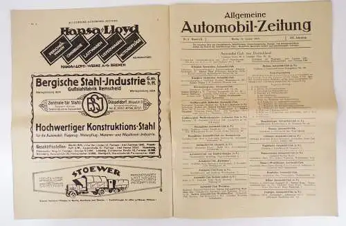 Allgemeine Automobil Zeitung Nr 2 von 1919 Oldtimer