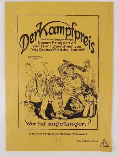 Der Kampfpreis Bronsart von Schellendorf John Bull deutscher Michel Patriotik