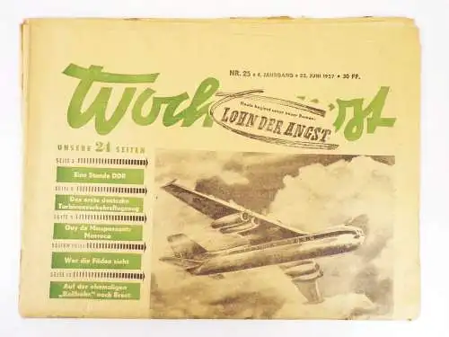 Wochenpost 1957 erstes deutsches Turbinenverkehrsflugzeug 153 Zeitung
