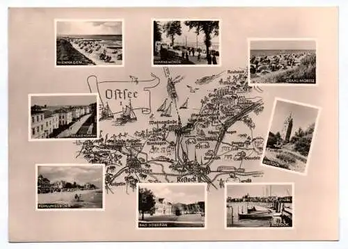 Ak Ostsee Nienhagen Warnemünde Karte Graal Müritz 1959