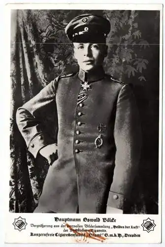 Sammelbild Helden der Luft Hauptmann Oswald Boelcke 1 Wk Flieger
