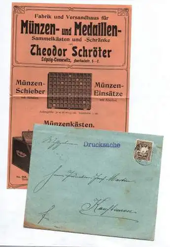 Brief 1906 Reklame Münzen Medaillen Schröter Leipzig Connewitz Numismatik