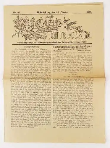 Zeitung Blätter vom Fichtelgebirge 1915 Nummer 85 Münchberg