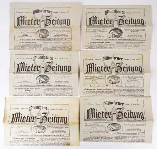 6 x Münchener Mieter Zeitung 1917 bis 1918