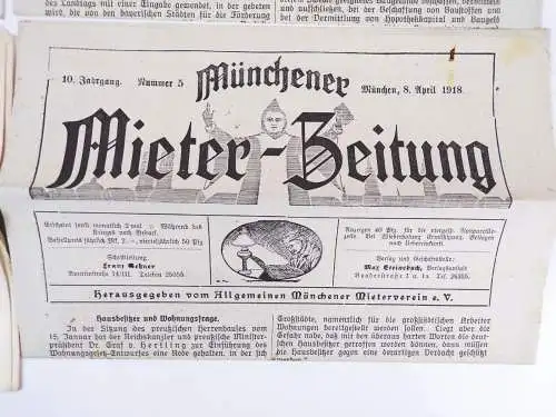 6 x Münchener Mieter Zeitung 1917 bis 1918