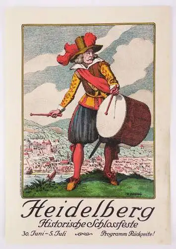 Programm Heidelberg Historische Schlossfeste 1913 Handzettel Reklame