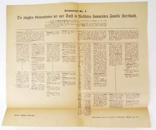 Stammtafel Familie Berthold aus Soest Westfalen Ahnenforschung um 1910